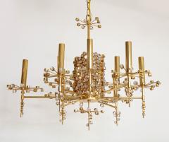 J L Lobmeyr Lobmeyr Circular Brass and Crystal Nine Light Chandelier by Hans Harald Rath - 2871278