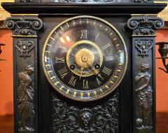 J Marti et Cie 19C French Mantle Clock with Candelabra Garnitures by J Marti Paris  - 4179222