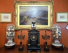J Marti et Cie 19C French Mantle Clock with Candelabra Garnitures by J Marti Paris  - 4179237