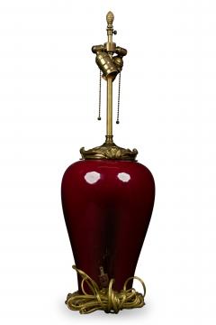 J Massier Fils French Louis XV style Chinoiserie Oxblood Porcelain Table Lamp - 4170915