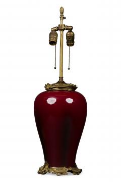 J Massier Fils French Louis XV style Chinoiserie Oxblood Porcelain Table Lamp - 4170916