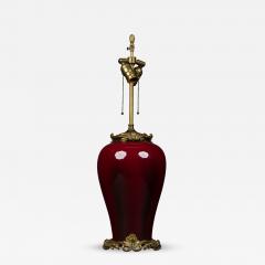 J Massier Fils French Louis XV style Chinoiserie Oxblood Porcelain Table Lamp - 4193777