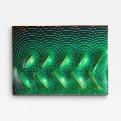 J McCarthy Mid Century 1977 Strawberry Fields Large Green Fiberglass Wall Art - 4463891