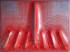 J McCarthy Mid Century 1977 Strawberry Fields Large Red Fiberglass Wall Art - 4463896