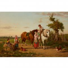 J O Banks Oil Painting of a Rural Family Returning Home by J O Banks - 4740779