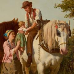 J O Banks Oil Painting of a Rural Family Returning Home by J O Banks - 4740782