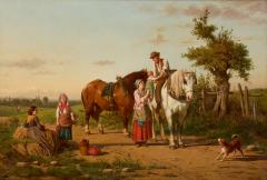 J O Banks Oil Painting of a Rural Family Returning Home by J O Banks - 4740876