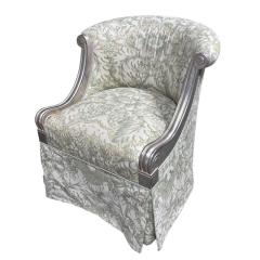 J Robert Scott Art Deco J Robert Scott Silver Giltwood Slipper Chair W Green Damask - 4306753