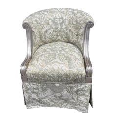 J Robert Scott Art Deco J Robert Scott Silver Giltwood Slipper Chair W Green Damask - 4306754