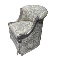 J Robert Scott Art Deco J Robert Scott Silver Giltwood Slipper Chair W Green Damask - 4306755