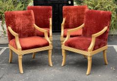 J Robert Scott J Robert Scott Art Deco Red Velvet Dining Chairs Set of 4 - 2589513