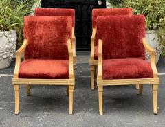 J Robert Scott J Robert Scott Art Deco Red Velvet Dining Chairs Set of 4 - 2589518
