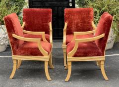 J Robert Scott J Robert Scott Art Deco Red Velvet Dining Chairs Set of 4 - 2589521