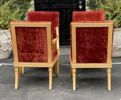 J Robert Scott J Robert Scott Art Deco Red Velvet Dining Chairs Set of 4 - 2589522