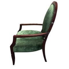 J Robert Scott Modern J Robert Scott Green Silk Velvet Macassar Balloon Back Arm Chair - 4306766