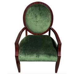 J Robert Scott Modern J Robert Scott Green Silk Velvet Macassar Balloon Back Arm Chair - 4306767