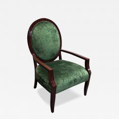 J Robert Scott Modern J Robert Scott Green Silk Velvet Macassar Balloon Back Arm Chair - 4307011