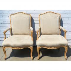 J Robert Scott Pair of J Robert Scott Villa Fauteul Suede Leather Arm Chairs - 4707414