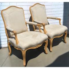 J Robert Scott Pair of J Robert Scott Villa Fauteul Suede Leather Arm Chairs - 4707418