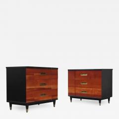J Stuart Clingman Pair of Refinished John Clingman for Widdicomb Bachelors Chests Walnut Brass - 3496521