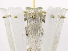 J T Kalmar J T Kalmar Brass Textured Glass Mid Century Basket Chandelier Austria 1950s - 4041412