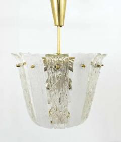 J T Kalmar J T Kalmar Brass Textured Glass Mid Century Basket Chandelier Austria 1950s - 4041420