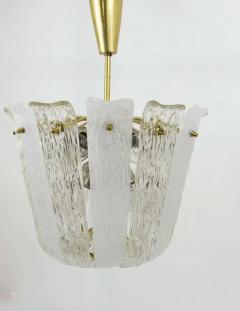 J T Kalmar J T Kalmar Brass Textured Glass Mid Century Basket Chandelier Austria 1950s - 4041426