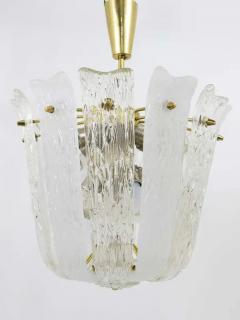 J T Kalmar J T Kalmar Brass Textured Glass Mid Century Basket Chandelier Austria 1950s - 4041430