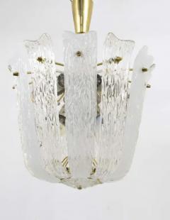 J T Kalmar J T Kalmar Brass Textured Glass Mid Century Basket Chandelier Austria 1950s - 4041475