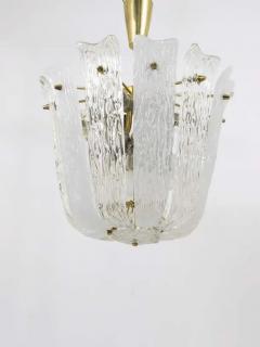 J T Kalmar J T Kalmar Brass Textured Glass Mid Century Basket Chandelier Austria 1950s - 4041481