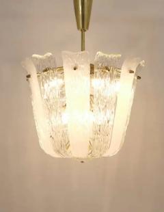 J T Kalmar J T Kalmar Brass Textured Glass Mid Century Basket Chandelier Austria 1950s - 4041497