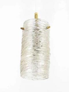 J T Kalmar J T Kalmar Mid Century Textured Glass Tube Brass Pendant Lamp Austria 1950s - 4041403