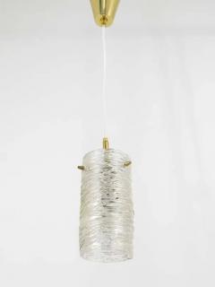 J T Kalmar J T Kalmar Mid Century Textured Glass Tube Brass Pendant Lamp Austria 1950s - 4041413