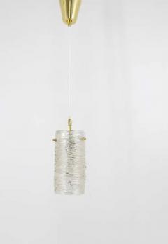 J T Kalmar J T Kalmar Mid Century Textured Glass Tube Brass Pendant Lamp Austria 1950s - 4041414