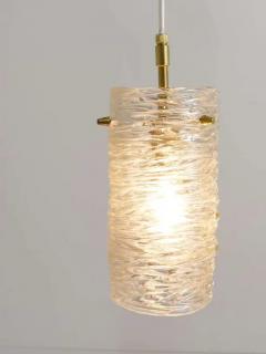 J T Kalmar J T Kalmar Mid Century Textured Glass Tube Brass Pendant Lamp Austria 1950s - 4041465