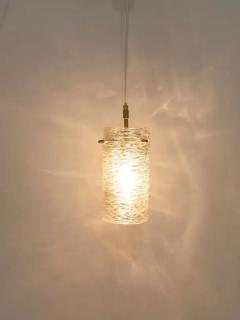 J T Kalmar J T Kalmar Mid Century Textured Glass Tube Brass Pendant Lamp Austria 1950s - 4041473