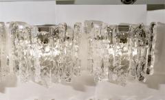 J T Kalmar Pair of Kalmar Ice Glass Wall Sconces Three Pairs Available  - 158872