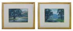 J T Winslow Gouache on paper two serene landscape paintings by J T Winslow - 960360