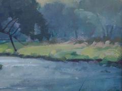 J T Winslow Gouache on paper two serene landscape paintings by J T Winslow - 960362