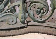 J W Fiske Foundry Fiske GORGEOUS ART NOUVEAU PATINATED CAST IRON MARBLE HALL TREE WITH OVAL MIRROR - 4578350