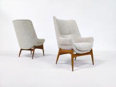 J lia Gaubek Pair of Mid Century Modern Armchairs by Julia Gaubek in Beige Boucle - 2980815