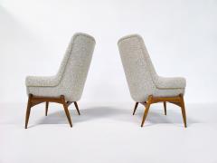 J lia Gaubek Pair of Mid Century Modern Armchairs by Julia Gaubek in Beige Boucle - 2980817