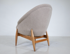 J lia Gaubek Pair of Mid Century Modern Beige Fabric Armchairs by Julia Gaubek Hungary 1950 - 3353128