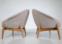 J lia Gaubek Pair of Mid Century Modern Beige Fabric Armchairs by Julia Gaubek Hungary 1950 - 3353131