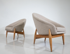 J lia Gaubek Pair of Mid Century Modern Beige Fabric Armchairs by Julia Gaubek Hungary 1950 - 3353134