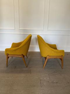 J lia Gaubek Pair of Yellow Mid Century Modern Armchairs by Julia Gaubek - 3225131