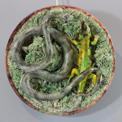 JFS Palissy Majolica Snake Lizards Wall Plate - 2295381