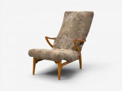 JIO M bler Chaise Lounge Gray Shearling Elm Sweden 1960s - 4595670