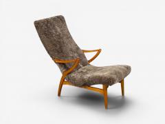 JIO M bler Chaise Lounge Gray Shearling Elm Sweden 1960s - 4595672
