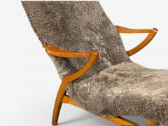 JIO M bler Chaise Lounge Gray Shearling Elm Sweden 1960s - 4595675